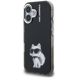 Karl Lagerfeld IML Aquarelle Choupette & Logo iPhone 16 Case - Black