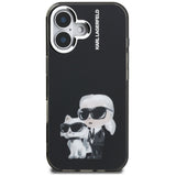Karl Lagerfeld IML Aquarelle Karl & Choupette & Logo iPhone 16 Case - Black