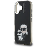 Karl Lagerfeld IML Aquarelle Karl & Choupette & Logo iPhone 16 Case - Black
