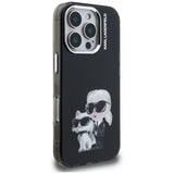 Karl Lagerfeld IML Aquarelle Karl & Choupette & Logo iPhone 16 Pro Case Black