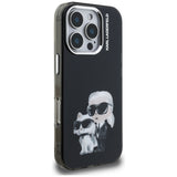 Karl Lagerfeld IML Aquarelle Karl & Choupette & Logo Case for iPhone 16 Pro Max - Black