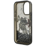 Karl Lagerfeld Liquid Glitter Choupette Logo iPhone 16 Case - Black