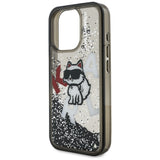 Karl Lagerfeld Liquid Glitter Choupette Logo Case for iPhone 16 Pro - Black