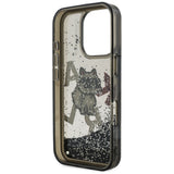 Karl Lagerfeld Liquid Glitter Choupette Logo Case for iPhone 16 Pro Max - Black