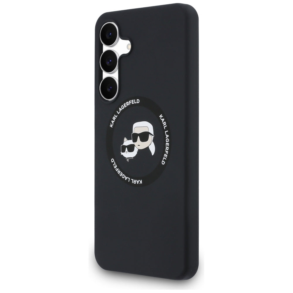Karl Lagerfeld Silicone Karl & Choupette Heads MagSafe Case for Samsung Galaxy S25 FE - Black