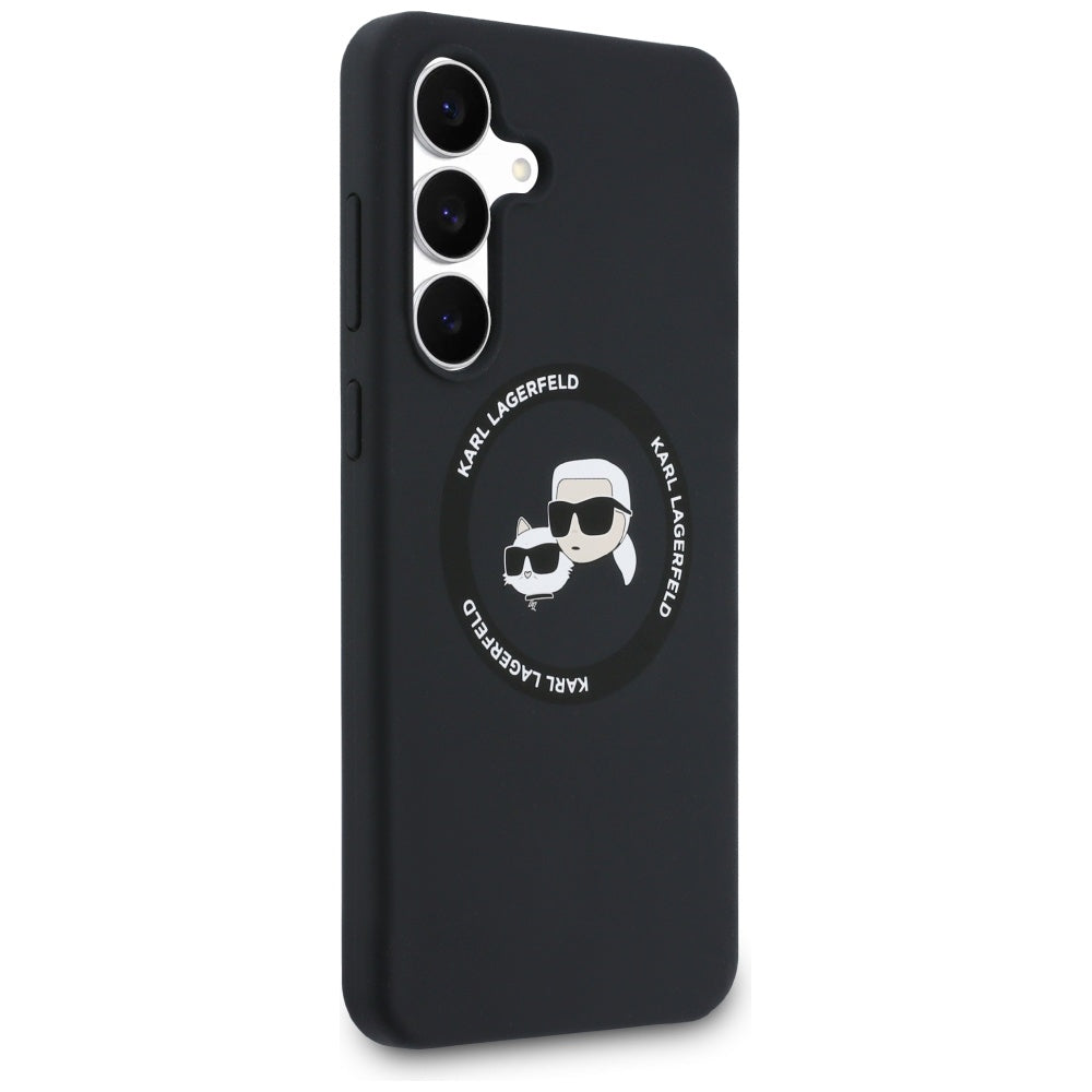 Karl Lagerfeld Silicone Karl & Choupette Heads MagSafe Case for Samsung Galaxy S25 FE - Black