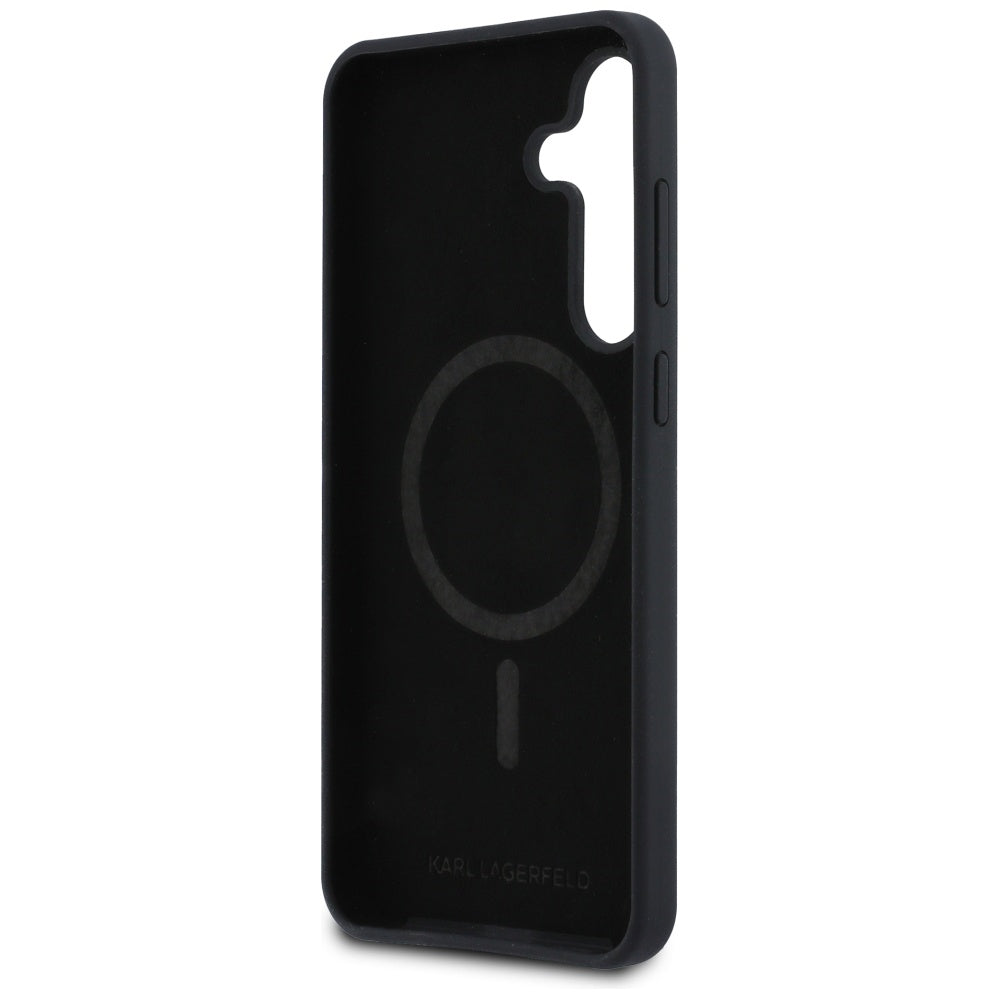 Karl Lagerfeld Silicone Karl & Choupette Heads MagSafe Case for Samsung Galaxy S25 FE - Black