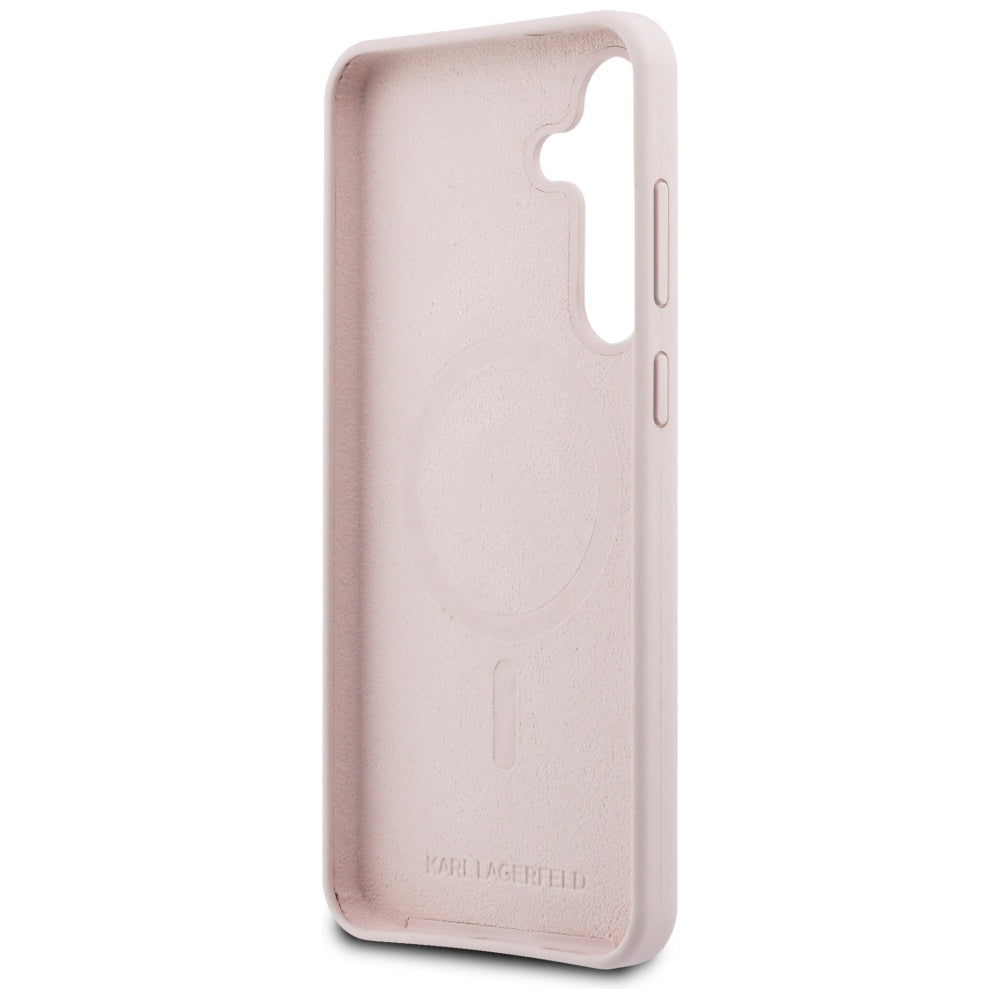 Karl Lagerfeld Silicone Karl & Choupette Heads MagSafe Case for Samsung Galaxy S25 FE - Pink