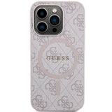 Guess 4G Collection Leather Metal Logo MagSafe Case for iPhone 15 Pro Max - Pink