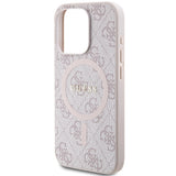 Guess 4G Collection Leather Metal Logo MagSafe Case for iPhone 15 Pro Max - Pink