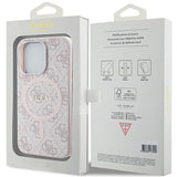 Guess 4G Collection Leather Metal Logo MagSafe Case for iPhone 15 Pro Max - Pink