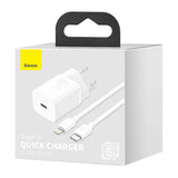 Baseus Super Si Quick Charger 1C 20W med USB-C kabel til Lightning 1m (hvid)