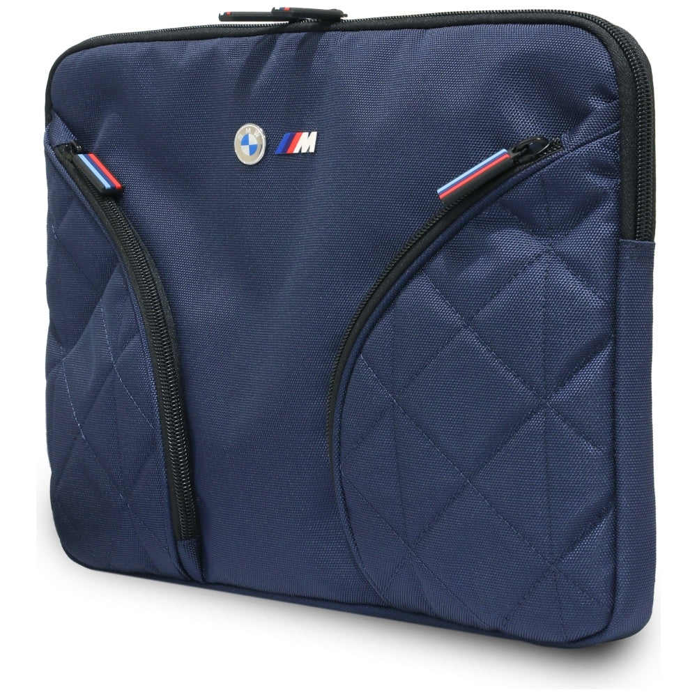 BMW Nylon Pockets & Metal Logo Sleeve 14" Laptop Bag - Navy Blue