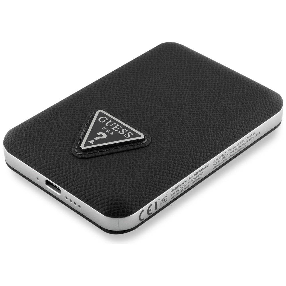 Guess Grained Triangle Powerbank with MagSafe 5000mAh 15W USB-C - black