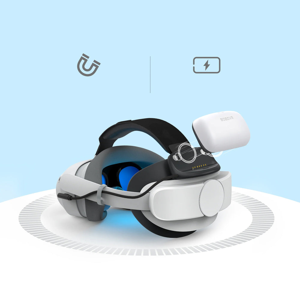 BoboVR P4U hovedrem med batteri til PICO 4 Ultra og Ultra Enterprise - hvid og sort