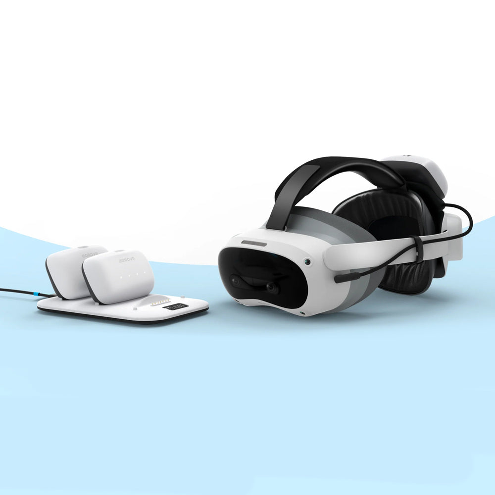 BoboVR P4U hovedrem med batteri til PICO 4 Ultra og Ultra Enterprise - hvid og sort