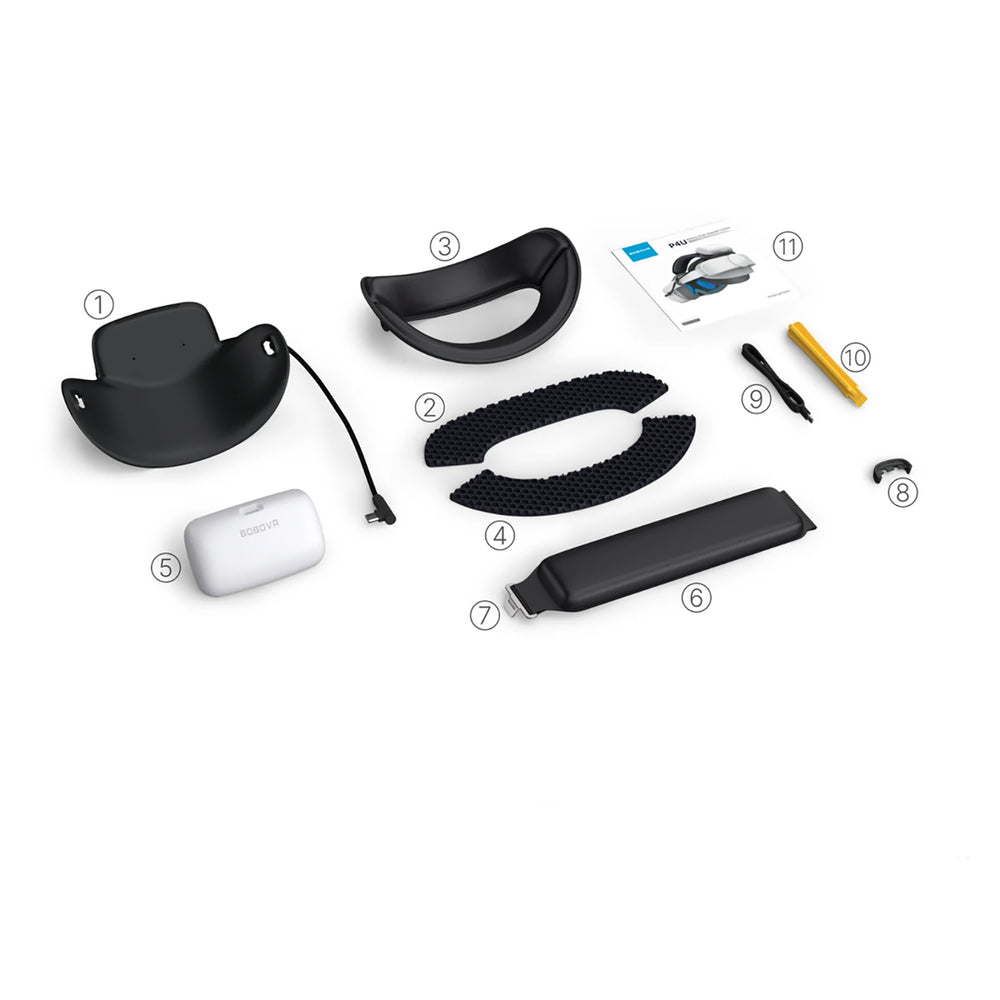 BoboVR P4U hovedrem med batteri til PICO 4 Ultra og Ultra Enterprise - hvid og sort