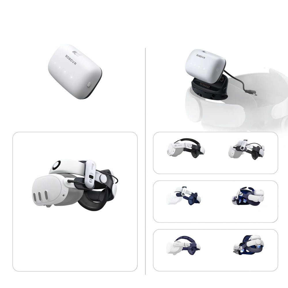 BoboVR B100 External Battery for Meta Quest S3 Pro and E3 Pro - White
