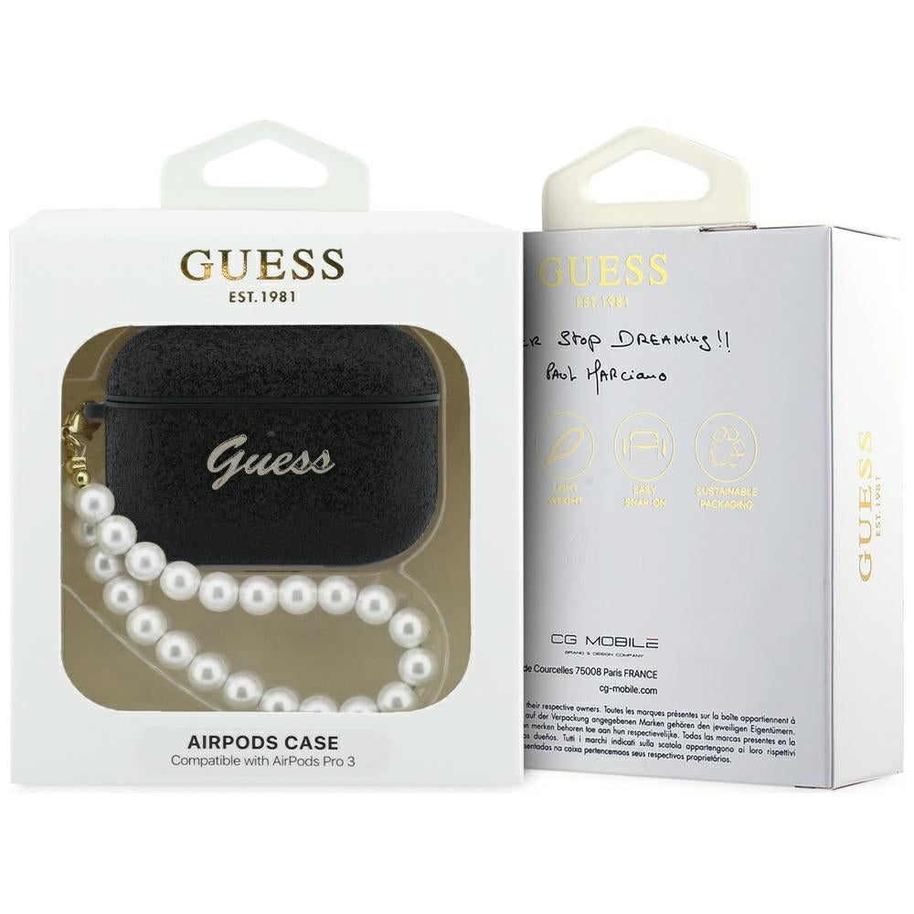 Guess Glitter Pearl Strap Case til AirPods Pro 3 - sort
