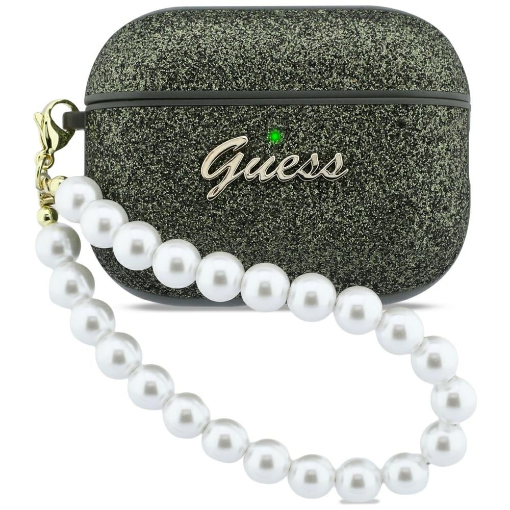 Guess Glitter Pearl Strap Case til AirPods Pro 3 - sort og glitter