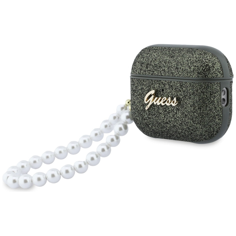 Guess Glitter Pearl Strap Case til AirPods Pro 3 - sort og glitter