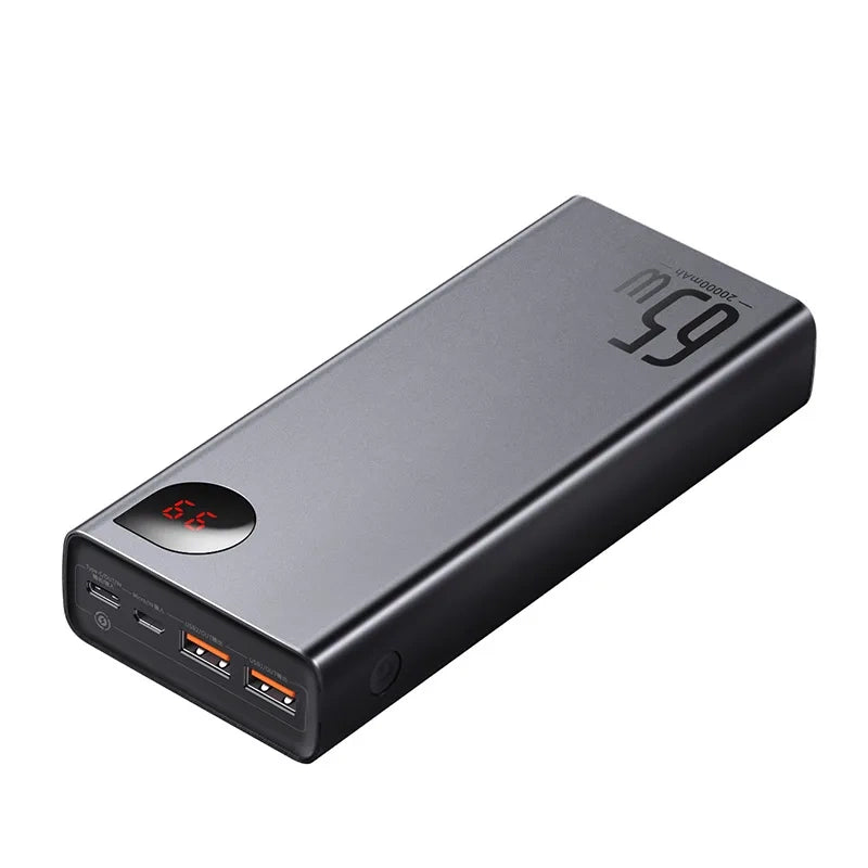 Powerbank Baseus Adaman Metal 20000mAh PD QC 3.0 65W 2xUSB + USB-C + micro USB (Sort)