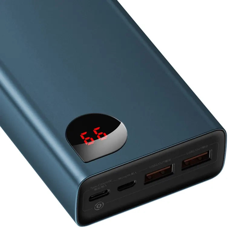 Powerbank Baseus Adaman Metal 20000mAh PD QC 3.0 65W 2xUSB + USB-C + micro USB (blå)