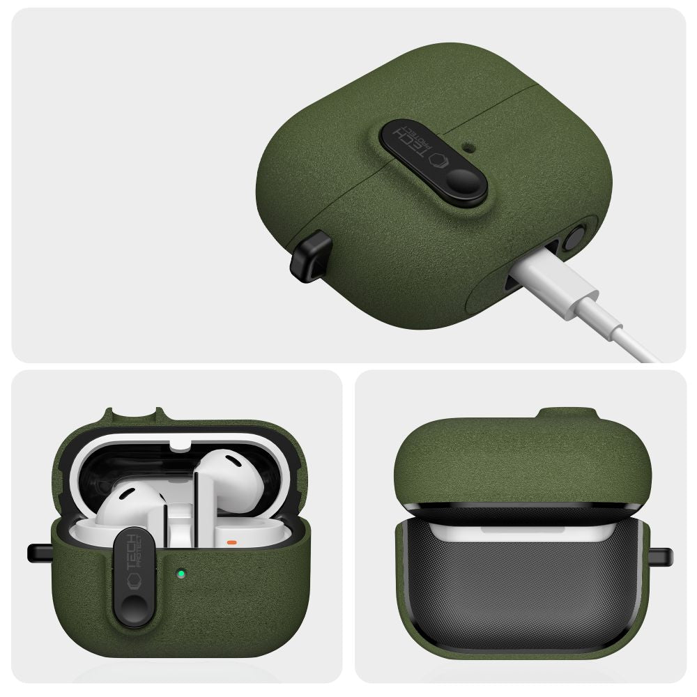 Tech-Protect Slim Hook Case til Samsung Galaxy Buds 3 / 3 FE / 3 Pro - Grøn