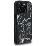 Karl Lagerfeld Grained Pattern & Logo MagSafe Case til iPhone 16 Pro - sort