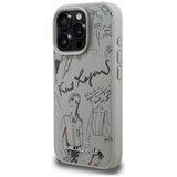 Karl Lagerfeld Grained Pattern & Logo MagSafe Case til iPhone 16 Pro Max - Grå