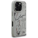 Karl Lagerfeld Grained Pattern & Logo MagSafe Case til iPhone 16 Pro Max - Grå