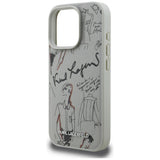 Karl Lagerfeld Grained Pattern & Logo MagSafe Case til iPhone 16 Pro Max - Grå