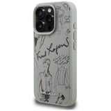Karl Lagerfeld Grained Pattern & Logo MagSafe Case til iPhone 16 Pro - Grå