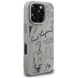 Karl Lagerfeld Grained Pattern & Logo MagSafe Case til iPhone 16 Pro - Grå