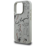 Karl Lagerfeld Grained Pattern & Logo MagSafe Case til iPhone 16 Pro - Grå