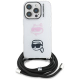 Karl Lagerfeld IML Crossbody Karl&Choupette Head Case til iPhone 16 Pro - Hvid