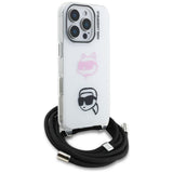 Karl Lagerfeld IML Crossbody Karl&Choupette Head Case til iPhone 16 Pro - Hvid
