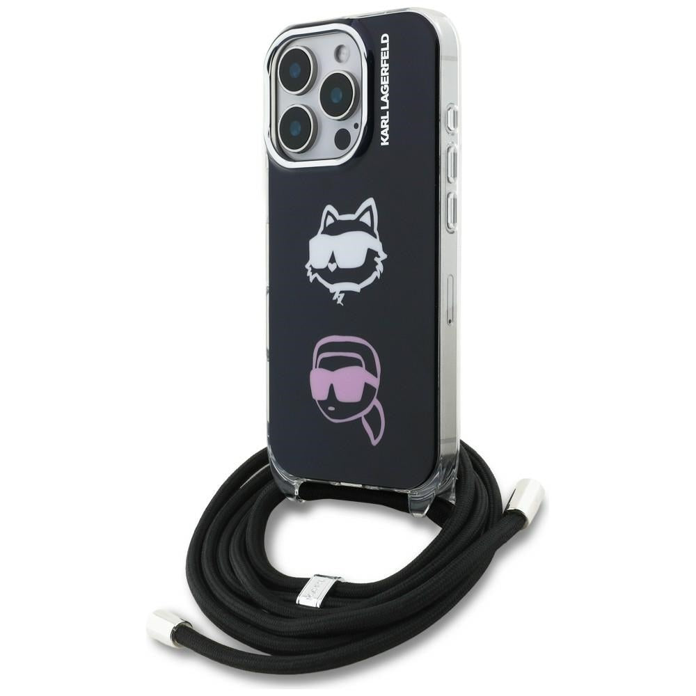 Karl Lagerfeld IML Crossbody Karl&Choupette Head Case til iPhone 16 Pro - sort