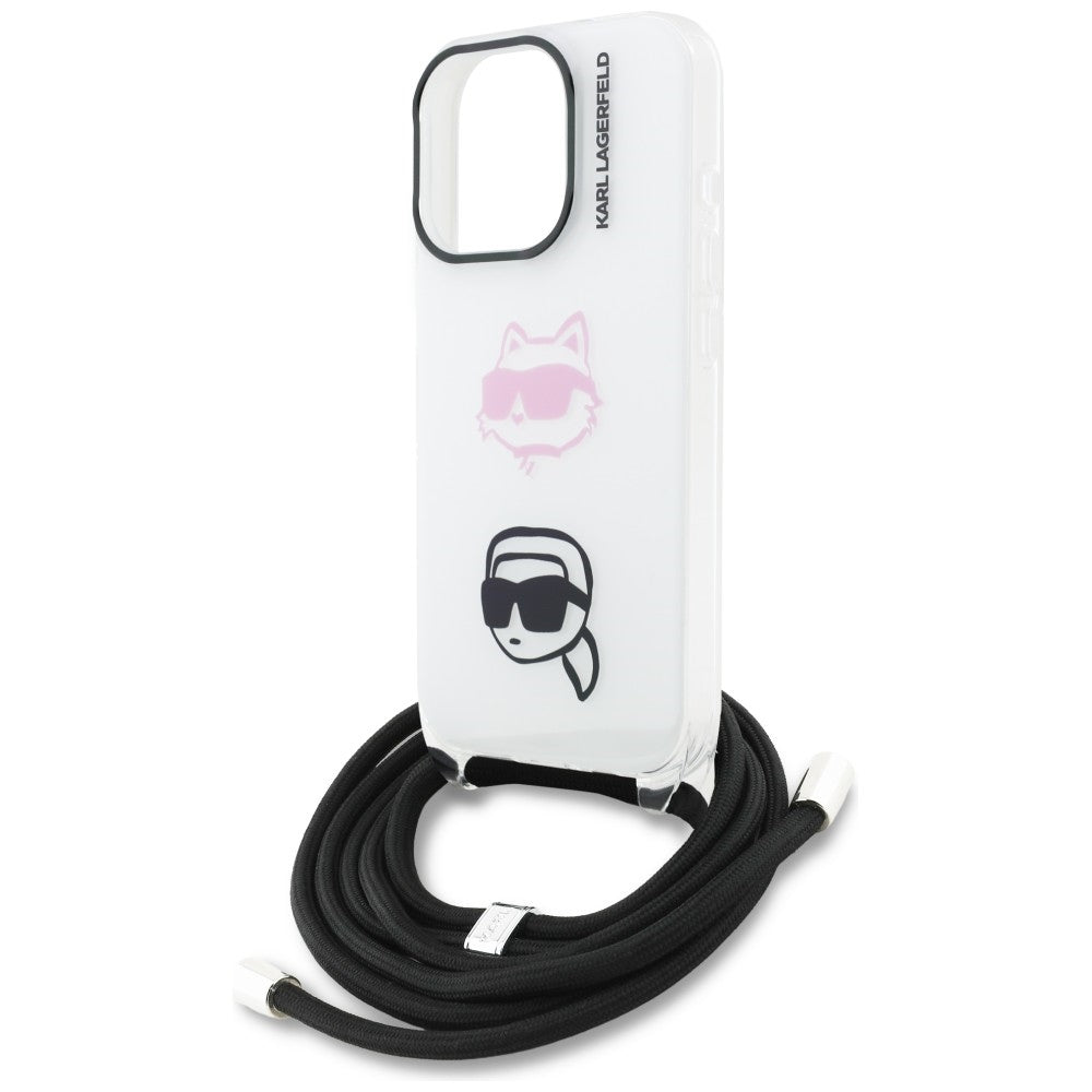 Karl Lagerfeld IML Crossbody Karl&Choupette Head Case til iPhone 16 Pro Max - Hvid