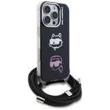 Karl Lagerfeld IML Crossbody Karl&Choupette Head Case til iPhone 16 Pro Max - sort