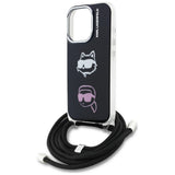 Karl Lagerfeld IML Crossbody Karl&Choupette Head Case til iPhone 16 Pro Max - sort
