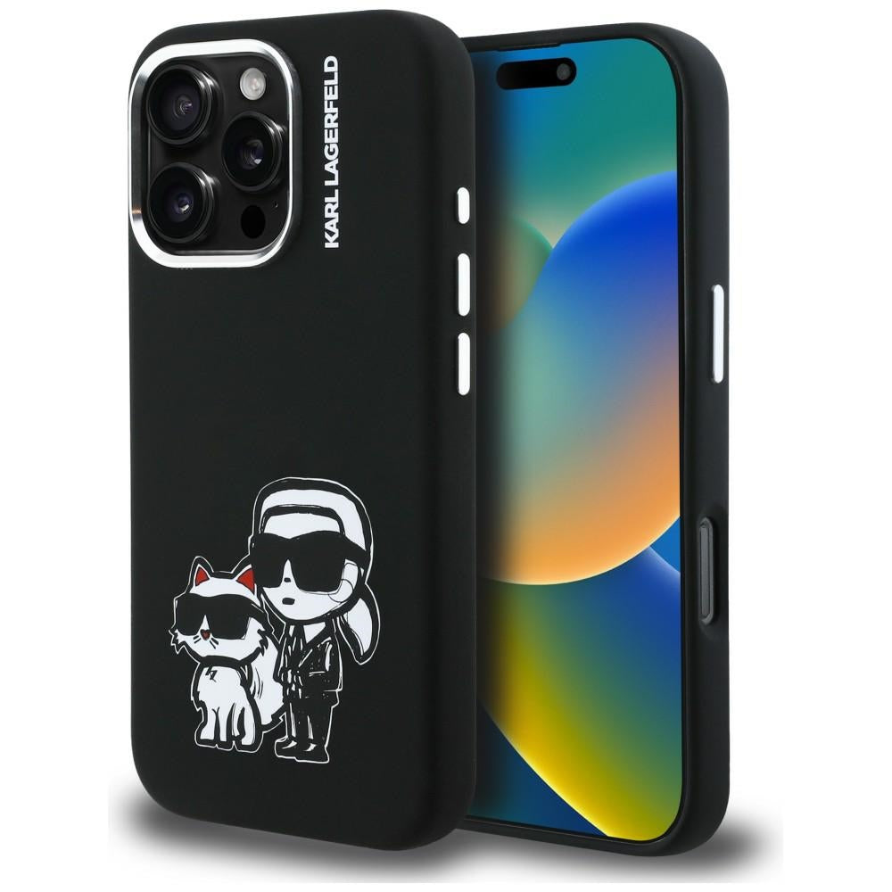 Karl Lagerfeld Silicone Karl & Choupette Sketch MagSafe Case til iPhone 16 Pro - sort