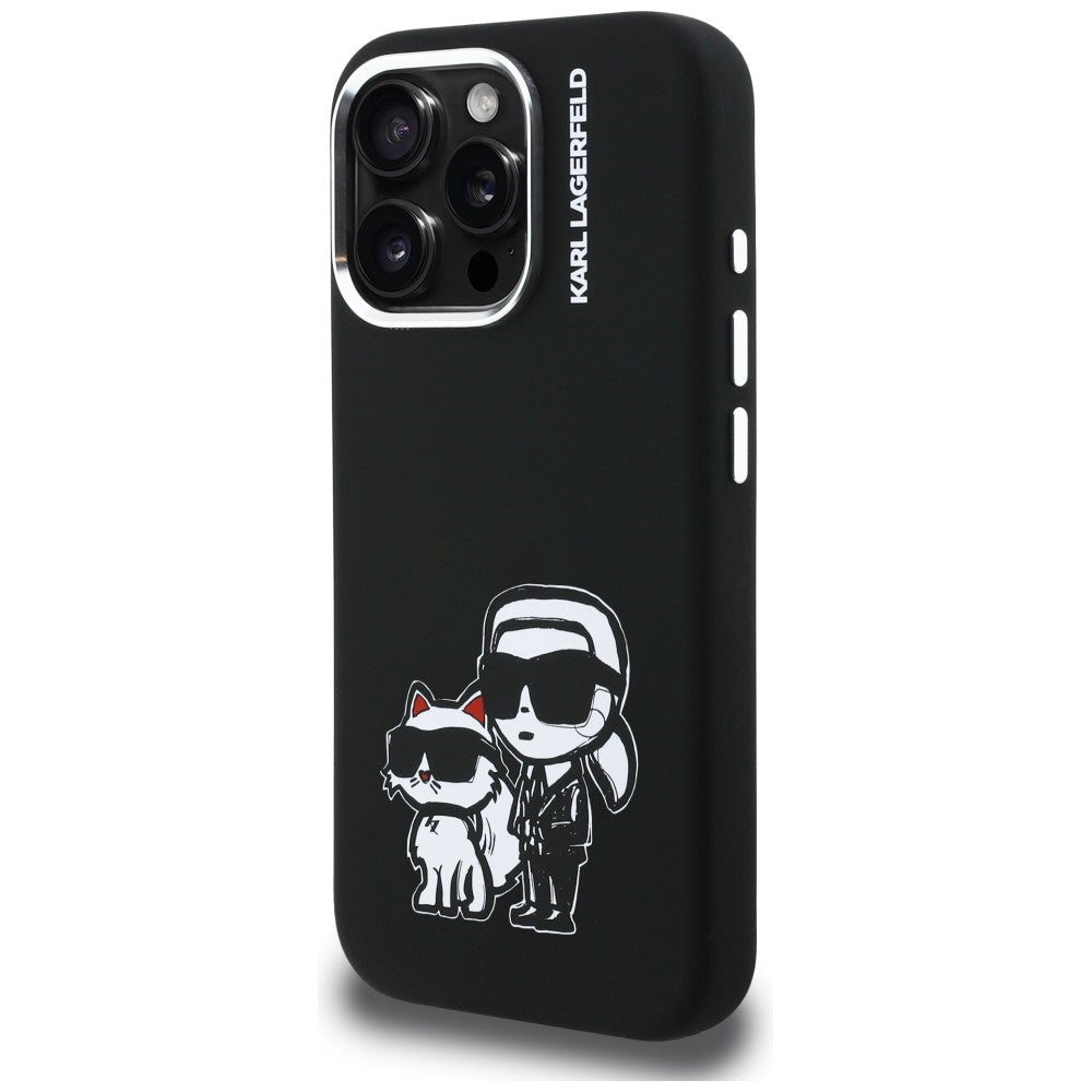 Karl Lagerfeld Silicone Karl & Choupette Sketch MagSafe Case til iPhone 16 Pro - sort