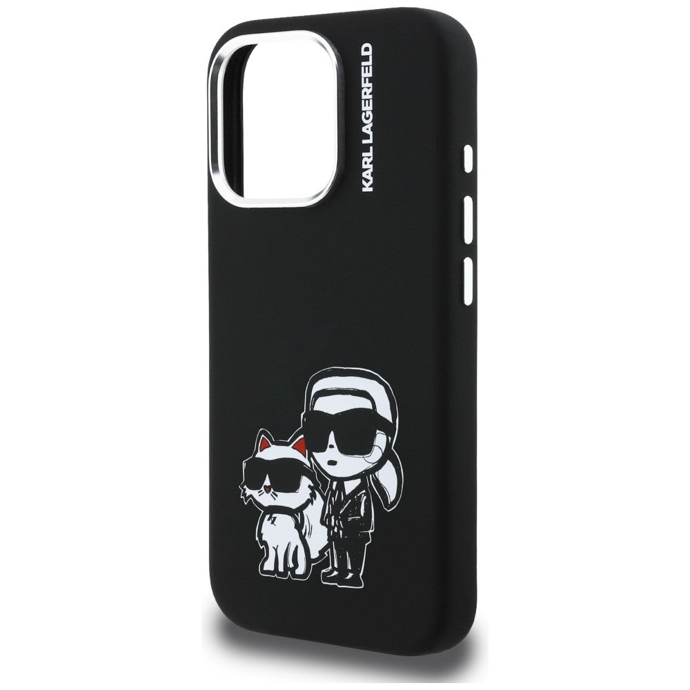 Karl Lagerfeld Silicone Karl & Choupette Sketch MagSafe Case til iPhone 16 Pro - sort