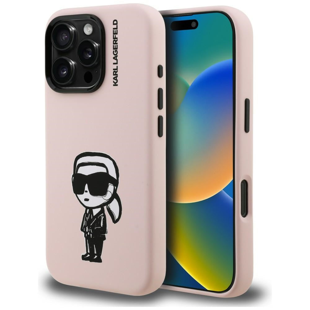 Karl Lagerfeld Silicone Karl Sketch MagSafe Case til iPhone 16 Pro - Pink