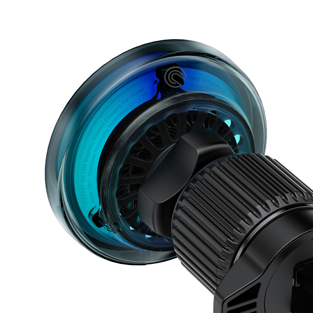 Acefast D61 Magnetic Car Air Vent Holder med Qi2 25W trådløs opladning - Grå