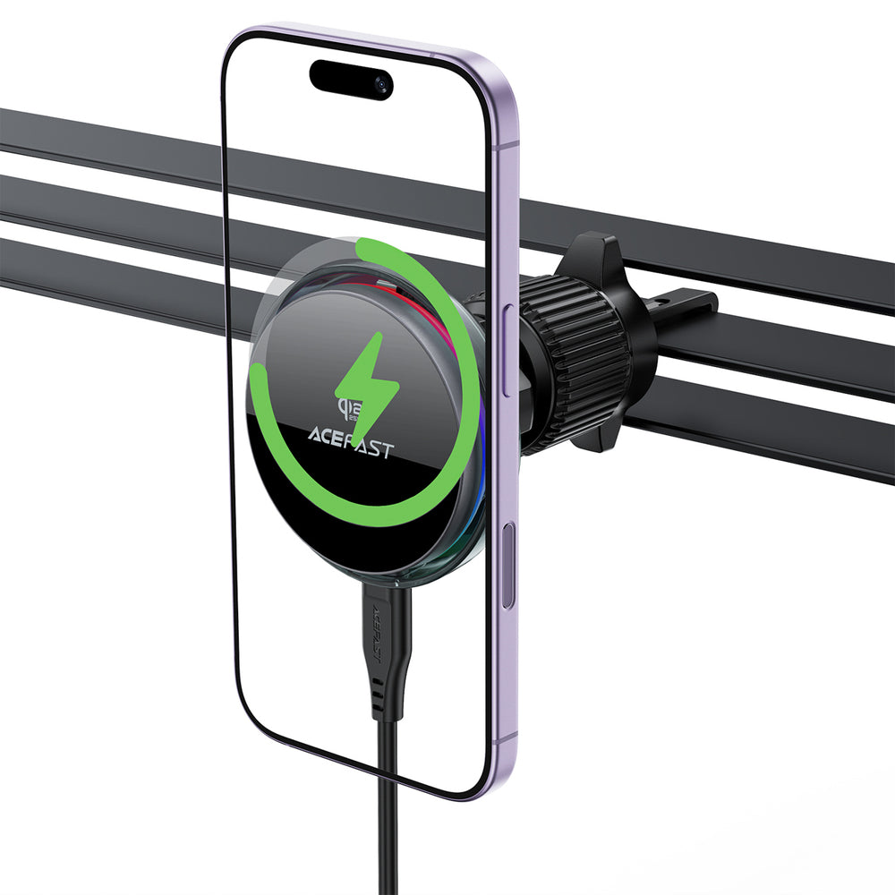 Acefast D61 Magnetic Car Air Vent Holder med Qi2 25W trådløs opladning - Grå