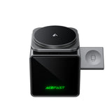 Acefast E34 22.5W 3-in-1 inductive charger with built-in cable for smartphone and smartwatch - gray