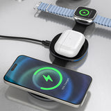 Dudao A11S 3-in-1 Wireless Charger Compatible with MagSafe Smartphone Smartwatch Headphones - Black