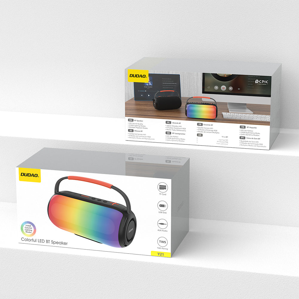 Dudao Y21 Wireless Speaker with RGB Backlight Bluetooth 5.3 - Black